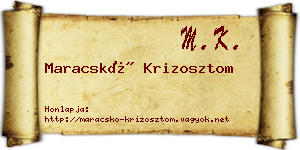Maracskó Krizosztom névjegykártya